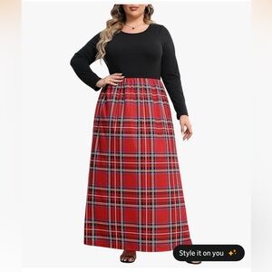 Elegant Red Plaid Maxi Skirt